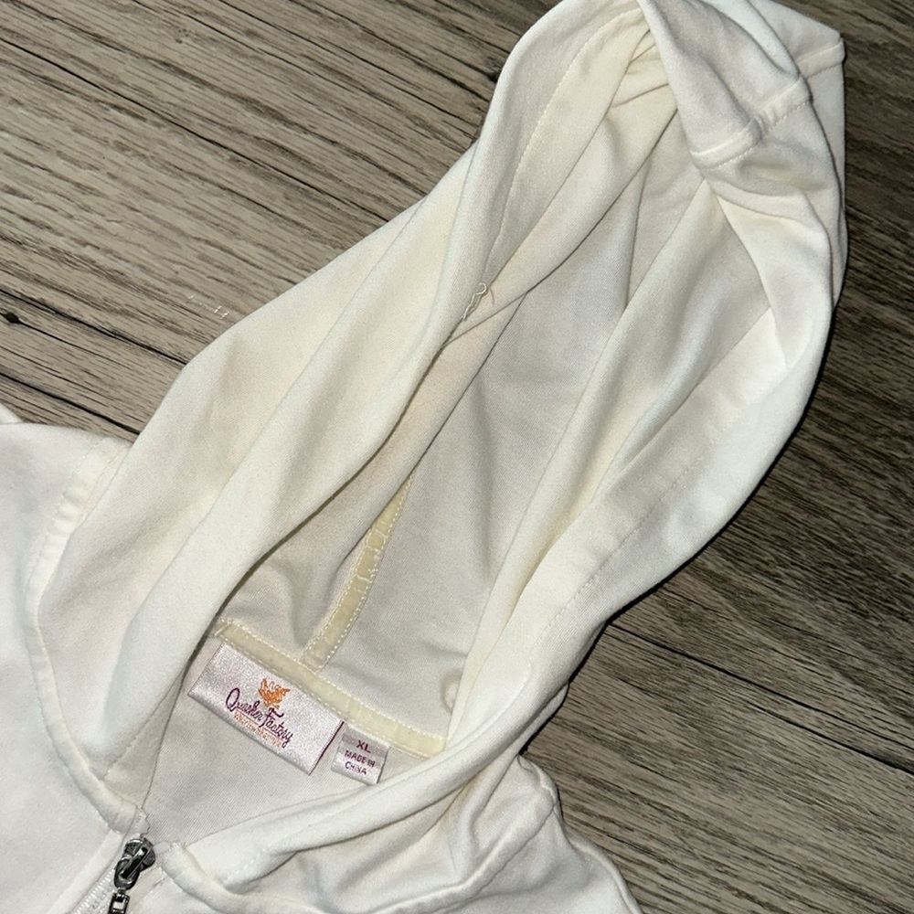 Quacker factory White‎ Zip-Up Hoodie with bead Accents women’s XL - Picture 7 of 11